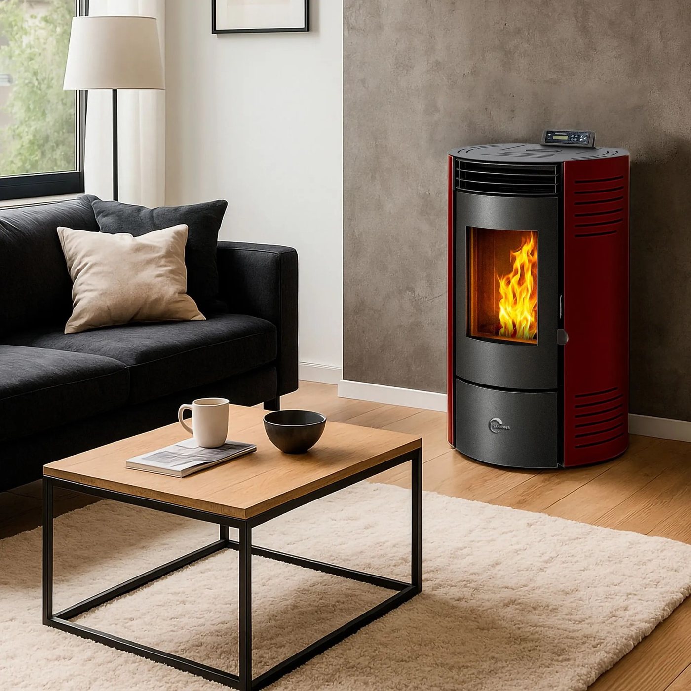 Sannover Piec na Pellet Azora 11,6 kW Bordeaux - obrazek 3