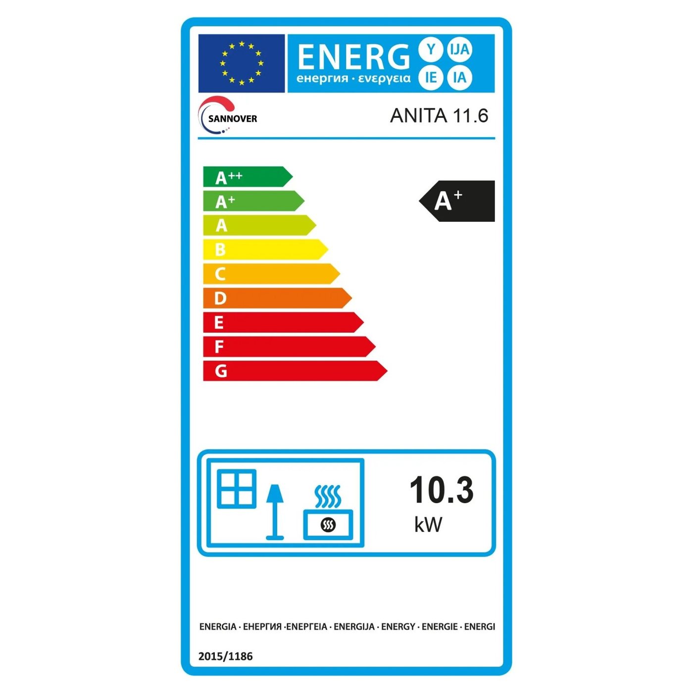 Sannover Piec na Pellet Anita 11,6 kW Czarny - obrazek 4