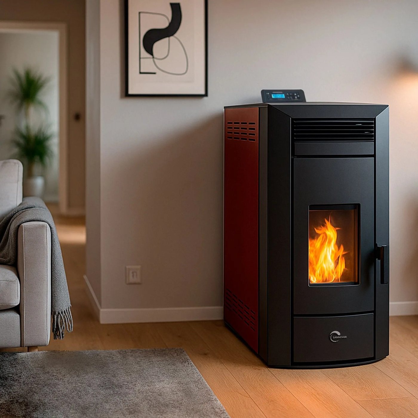Sannover Hydrauliczny Piec na Pellet Kleona 22,7 kW Bordeaux - obrazek 3