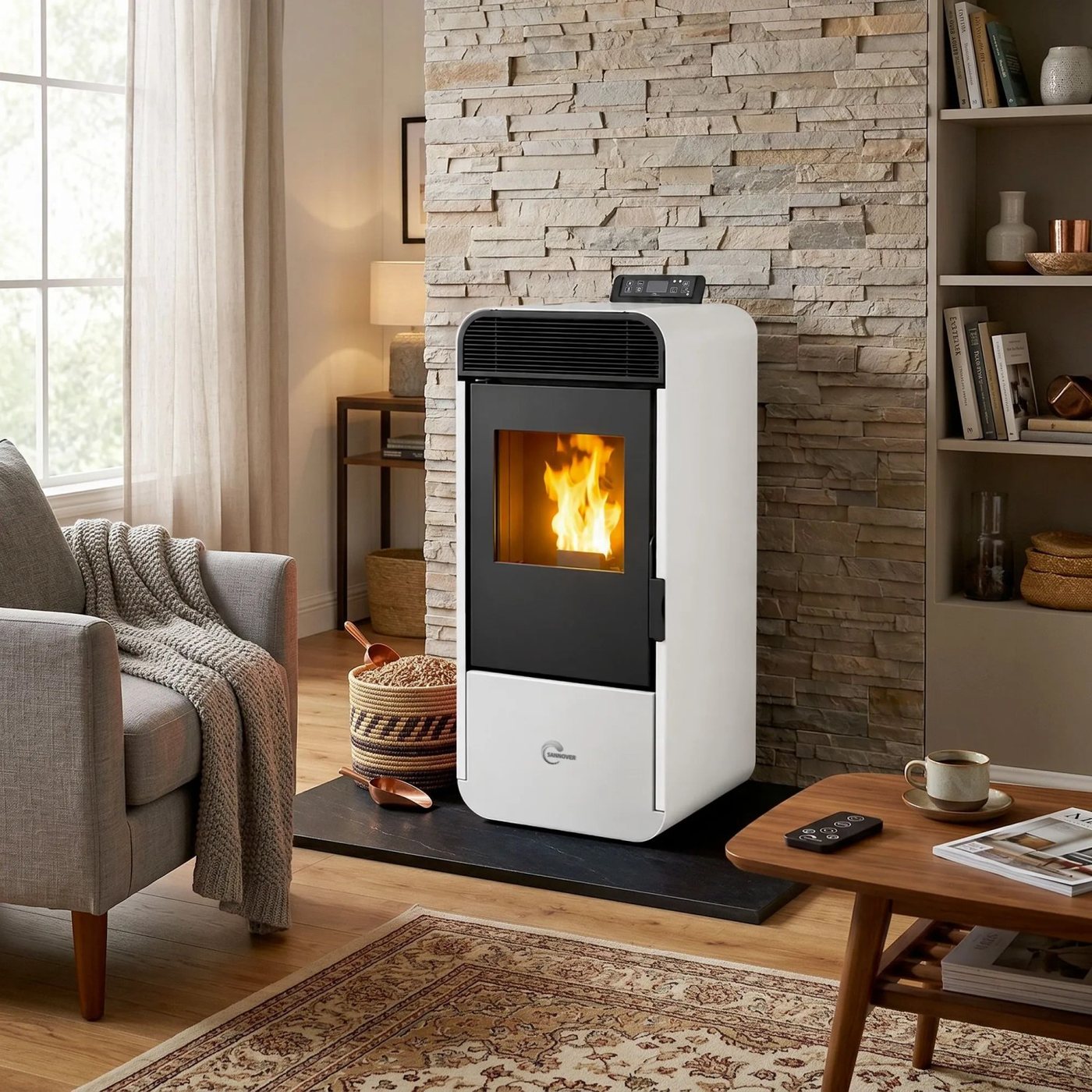 Sannover Piec na Pellet Izedia 13,8 kW Biały - obrazek 3
