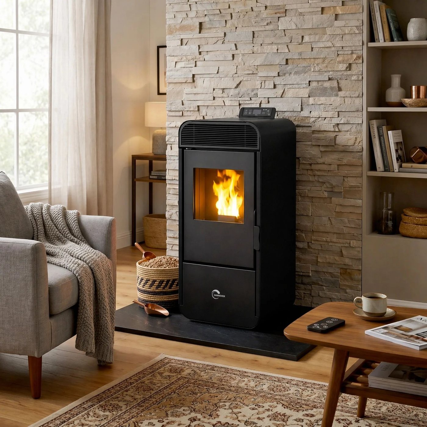 Sannover Piec na Pellet Izedia 13,8 kW Czarny - obrazek 3
