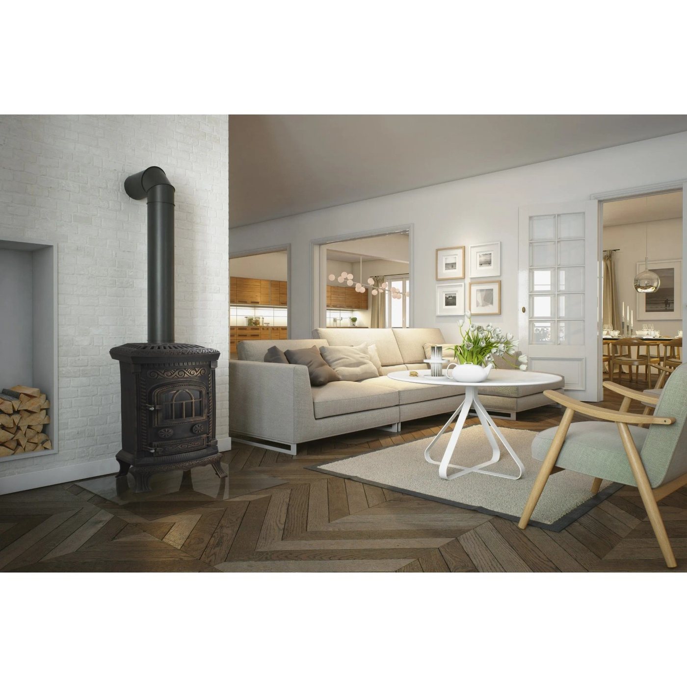 Nordflam Piec kominkowy Lotar patyna 7 kW - obrazek 3